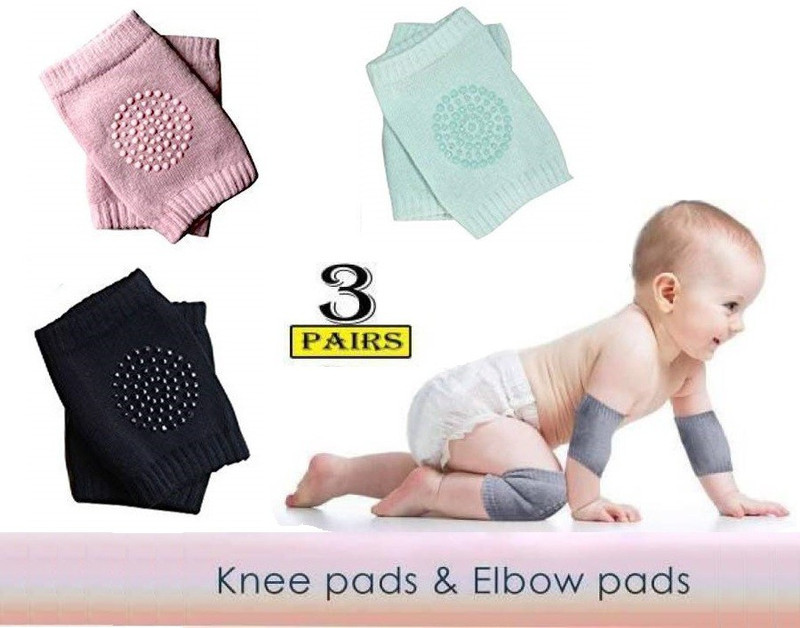 NEYSSA Baby Knee Pads for Crawling, Anti-Slip Padded Stretchable Elastic Cotton Soft Breathable Comfortable Knee Cap Elbow Safety Protector Black, Pink, Green Baby Knee Pads(It is very breathable, absorb sweat deodorization durable and soft to wear)