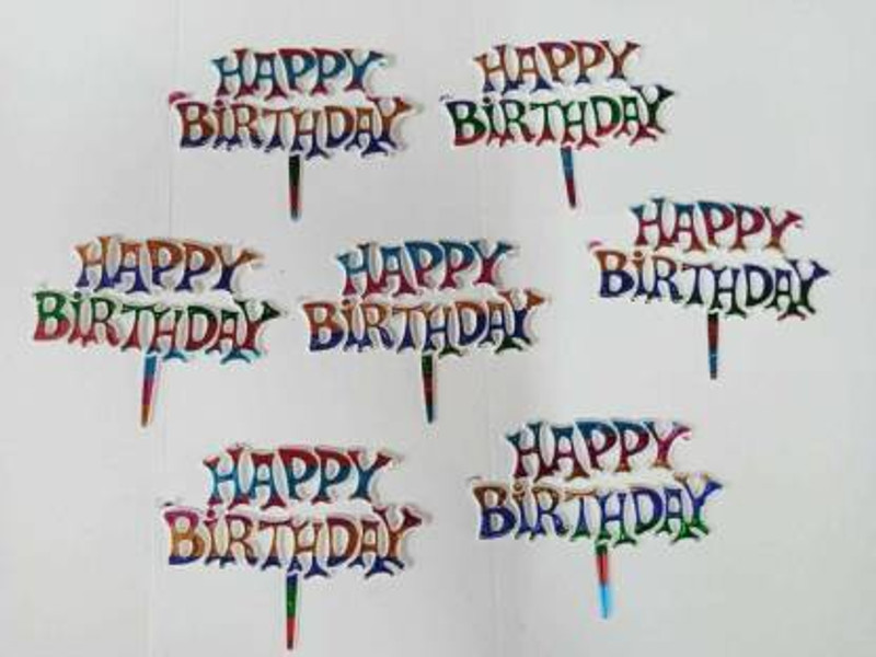 BAKERS4U Multi Color Happy Birthday Cake Tag Cake Topper (Pack of 60 Pcs) Cake Topper(Multi Color Pack of 60)