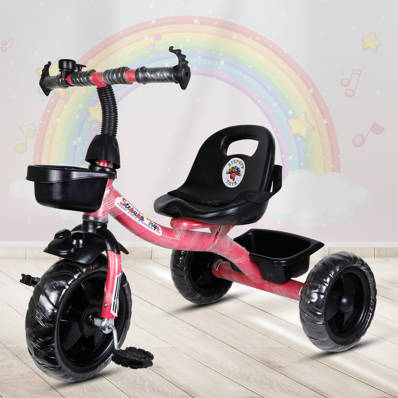Kayoksh KY PINK HANDLE FRONT AND BACK BASKET FOR KIDS AND CHILDREN-13 Tricycle(Pink, Black)