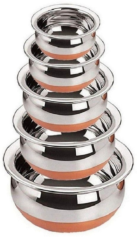 RBGIIT Serving Cooking Decorative Bowl Handis Punjabi Patra Pack of 5 Cook and Serve Casserole Set(2100 ml, 1800 ml, 1600 ml, 1200 ml, 100 ml)