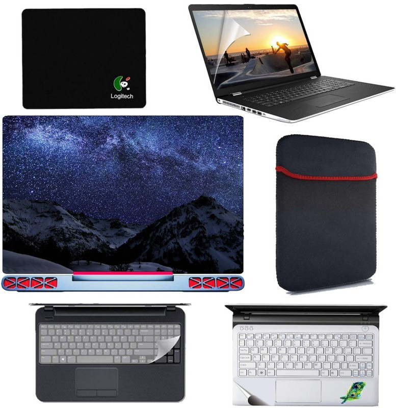 SDM 6 in1 Combo - Transparent Laptop Skin Stickers, Screen Guard, Key Guard and palmrest skin , mouse pad , sleeve for All 15.6 Inch Laptops || Notebooks Combo Set (Transparent) Combo Set(transparent)