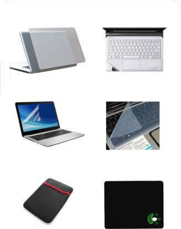 SDM 6 in1 Combo - Transparent Laptop Skin Stickers, Screen Guard, Key Guard and palmrest skin , mouse pad , sleeve for All 15.6 Inch Laptops || Notebooks Combo Set (Transparent) Combo Set(transparent)