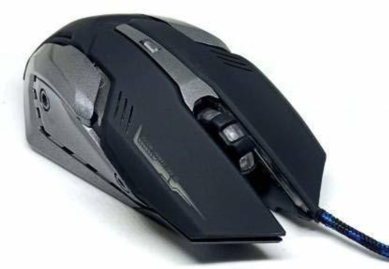 LipiWorld TJ-10 Wired USB Gaming Mouse,1600DPI LED Backlight Wired USB 2.0 Optical Mouse 1.5M Nylon Cable for Gamers Wired Ambidextrous Optical  Gaming Mouse(USB 2.0, Black, Grey)