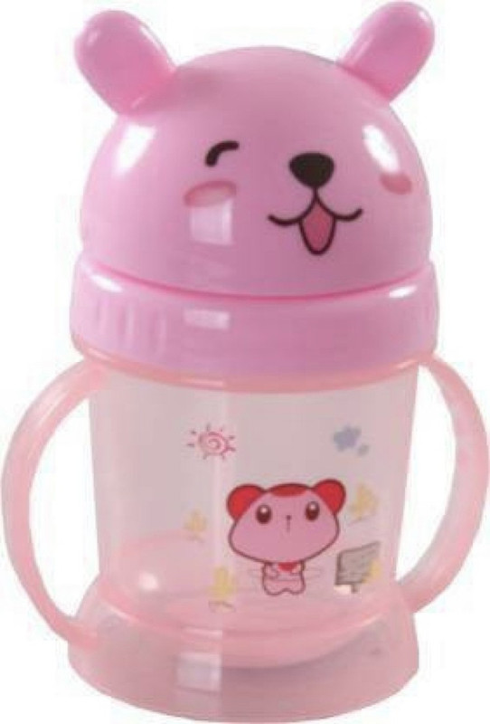 kogar Cutie Teddy Cartoon Printed Kids Sipper Cum Water Bottle With Handle( (Sipper Mugs for Kids/Children/Babies/Infants)(Pink)