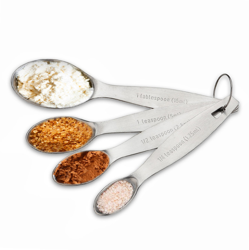 Steren Oval shaped Rosegold, Matt Finish Stainless Steel Measuring Spoon Set(Pack of 4)