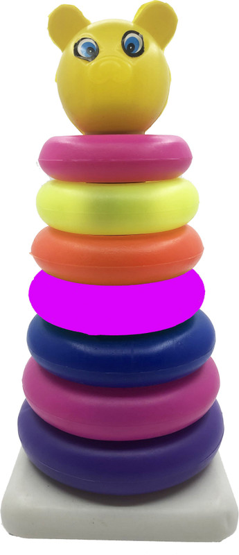 jmv Teddy Bear Face Rings for Kids 7 Ring Multi Color, Non Toxic Plastic,Multi Use Bath Toy(Multicolor)