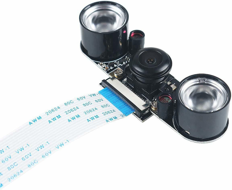 IDUINO Raspberry Pi 4 Camera Night Vision Camera Adjustable-Focus Module 5MP HD Webcam Video Wide Angle Fisheye Lens OV5647 Video 1080p for Raspberry Pi 3B/3B+ and Pi 2B B+ 4B Plus Electronic Components Electronic Hobby Kit