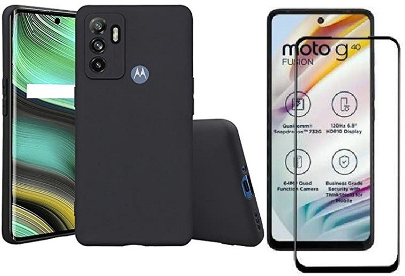 Bodoma Cover Accessory Combo for Motorola G60, Moto G60, Motorola G40 Fusion(Black)