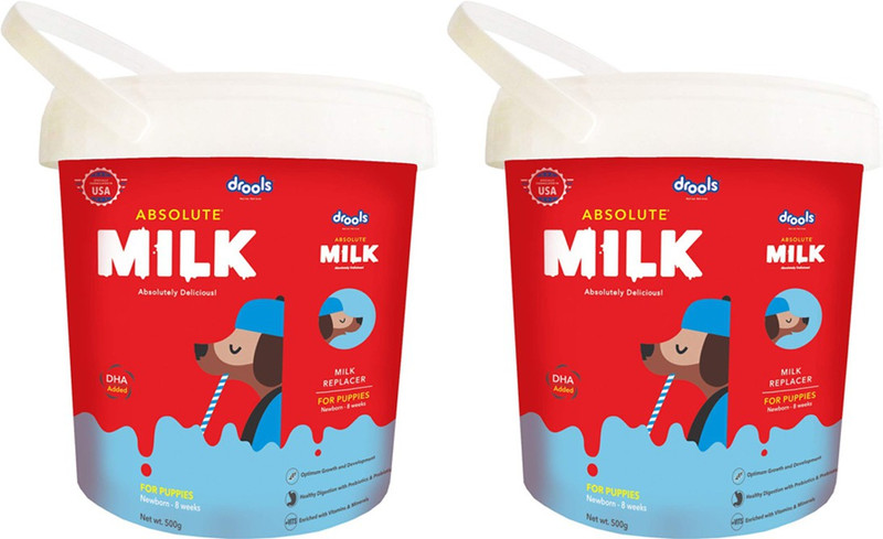 Drools Absolute Milk for Newborn Puppies 500 Gram-Pack of 2 Milk 1 kg (2x0.5 kg) Dry New Born Dog Food