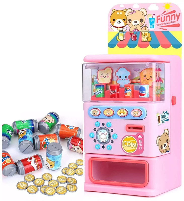 Amaflip Funny Beverage Vending Machine with Light and Music Pretend Play Toy Set for Kids