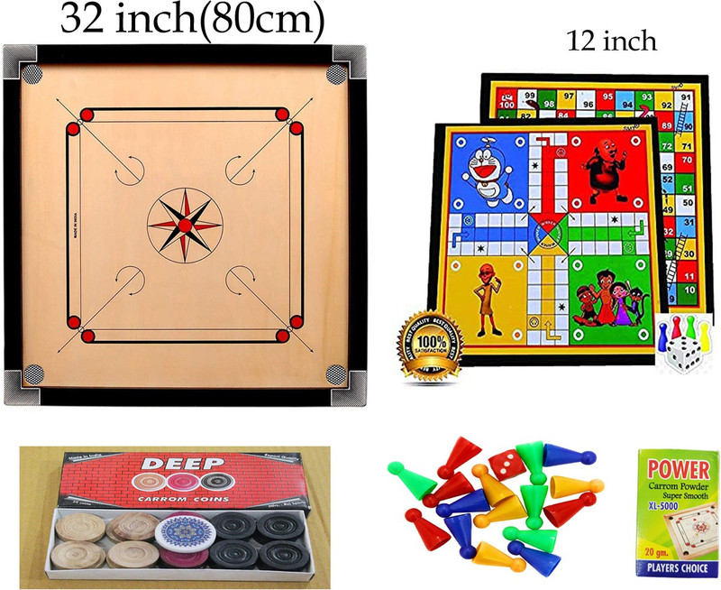 DTD Matte large Carrom Board With 2 in 1 Ludo 81 cm Carrom Board(Multicolor)
