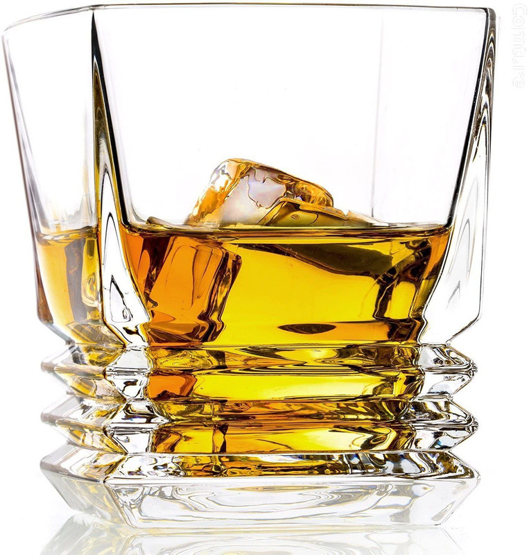 VLKMK (Pack of 2) Crystal Whiskey Glasses, Rotatable New Fashioned Glasses, Tumbler Rocks Bar Glass for Drinking Bourbon, Scotch , Cocktails, Cognac, Pack of 2 (200ml) Glass Set Whisky Glass(200 ml, Glass, Clear)