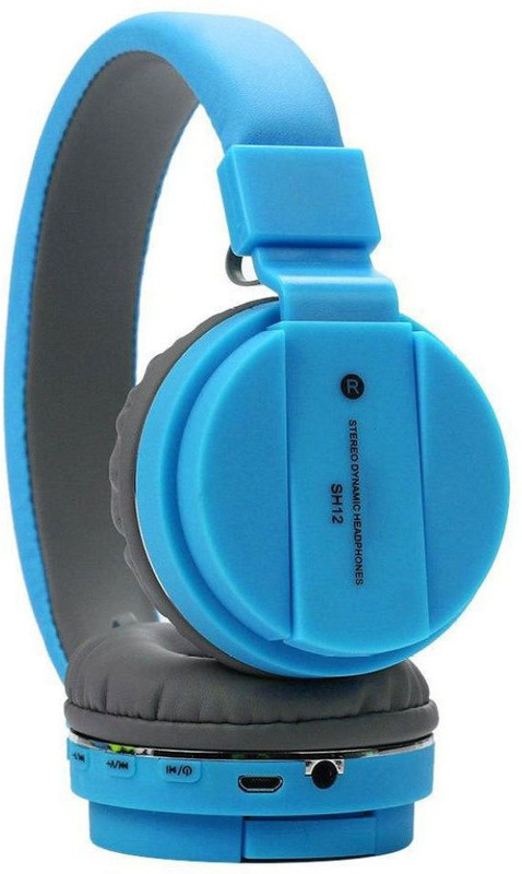 Worricow Ajustable wireless Over the head Deep Bass Bluetooth Headset MP3 Player(Blue, 0 Display)