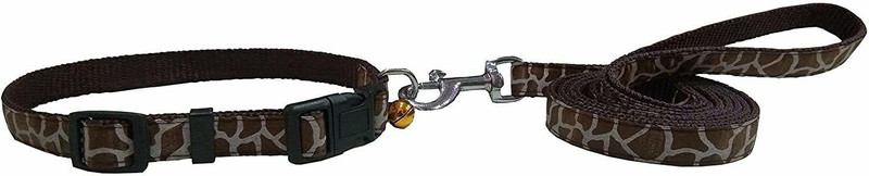 Rvpaws Cat Collar & Leash(Medium, Brown)