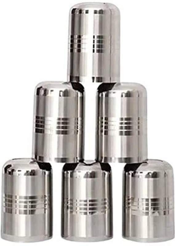 Finetouch (Pack of 6) MULTIPURPOSE STAINLESS STEEL ( EACH GLASS CAPACITY OF 350 ML ) Glass Set Water/Juice Glass(2100 ml, Steel, Steel)