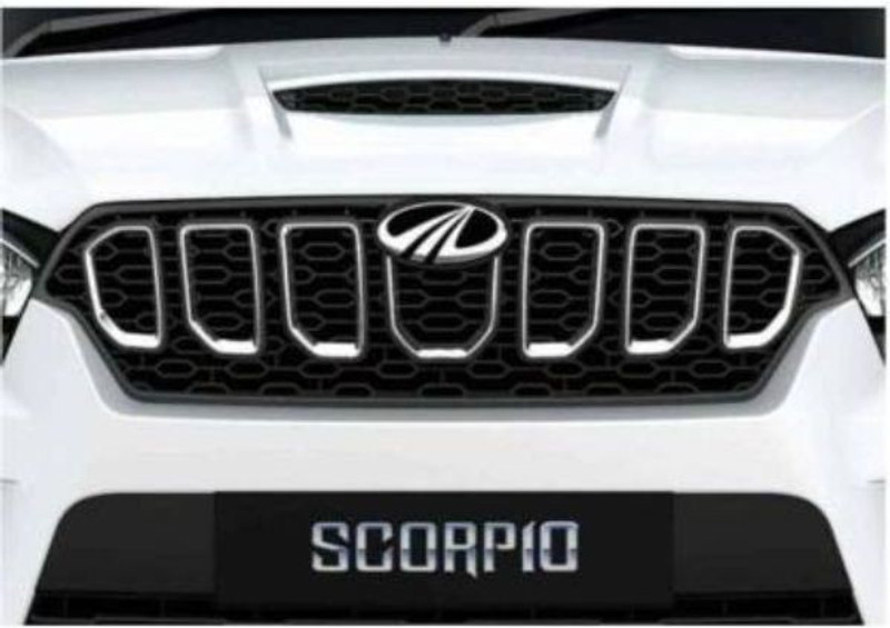 SAMTEK Chrome Plated Front U Car Grill Cover (Set of 7 Pcs) (MY-2018) Car Grill Cover(Silver Plated Mahindra New Scorpio)