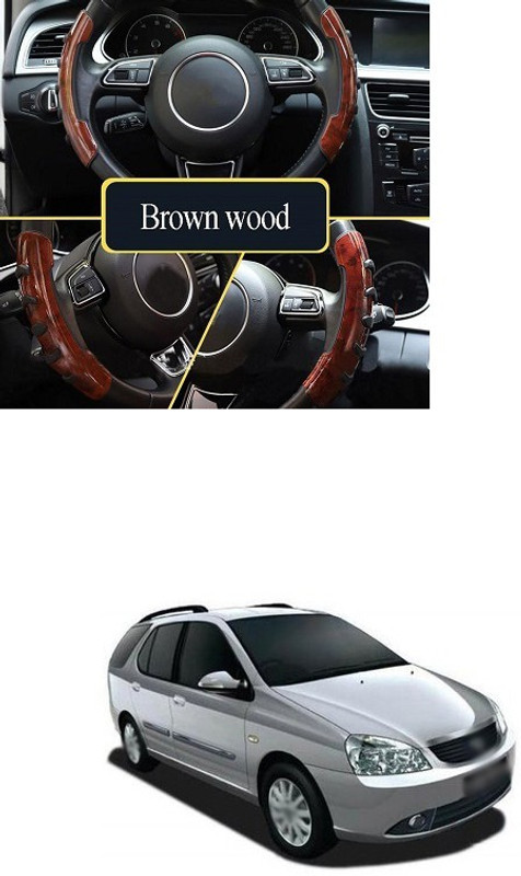PRTEK Hand Stiched Steering Cover For Tata Indigo Marina(Wooden, Tarpaulin, Plastic)