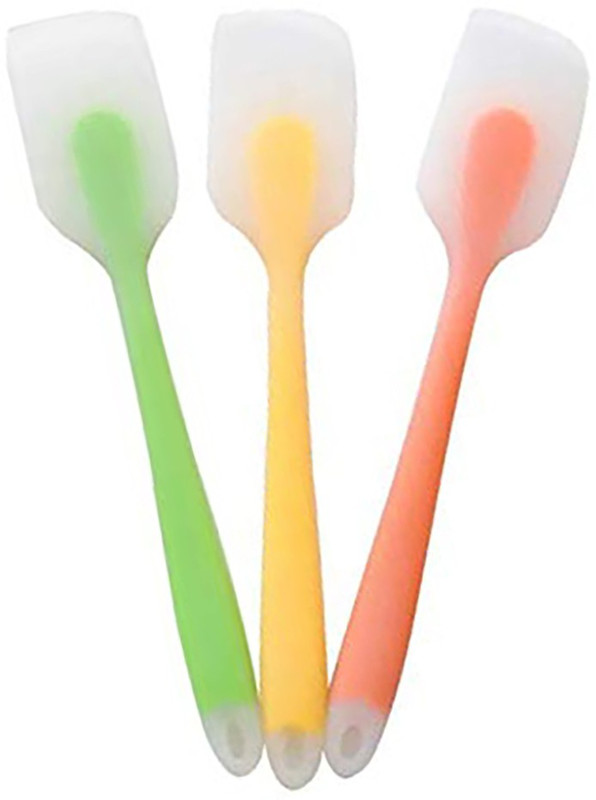 Top Trick 3 PS Spatulas Heat Resistant Flexible Spatula 450F with Stainless Steel Core - FDA Grade Premium Kitchen Utensils with Good Grip 27 cm Non-Stick Spatula Full Silicon Flat Pastry Brush(Pack of 3)