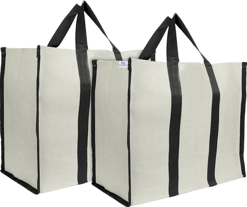 Heart Home Pack of 2 Grocery Bags(White, Black)