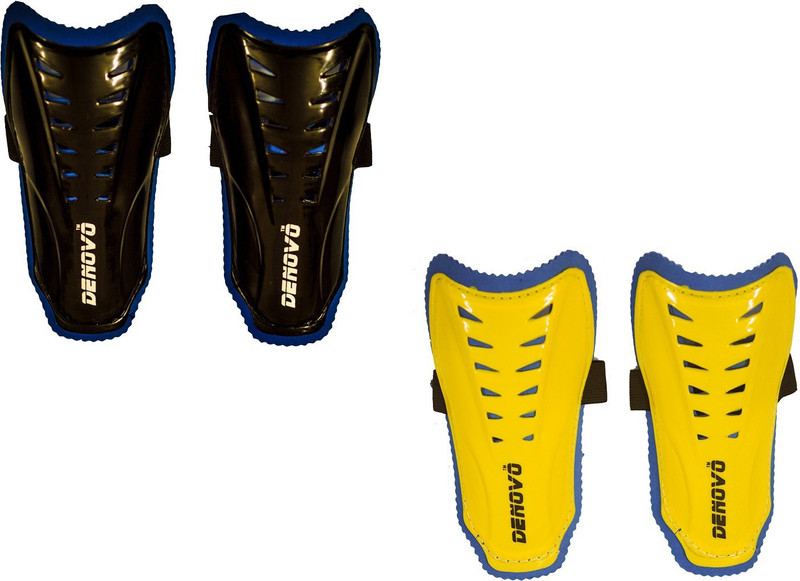 DENOVO Club Football Shin Guard Large Size (2 Pairs) Football Shin Guard(Red, Black)