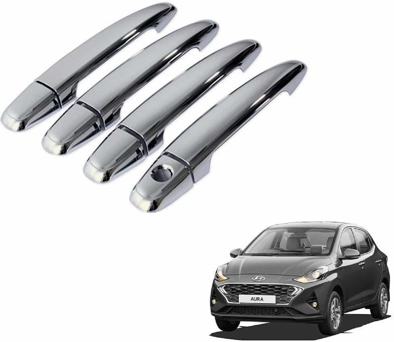 Jagan kirpa Car Chrome Door Grab Handle Cover/Catch Cover for Hyundai Aura(Set of 4 Pcs, Silver) Car Grab Handle Cover