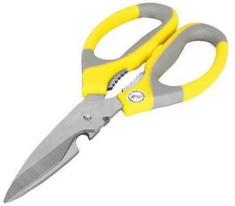 Bekner 1Pcs Stainless Steel Kitchen Scissors Shears Tool Using for Chicken Poultry Fish Meat Vegetables Herbs Scissors Steel All-Purpose Scissor(Yellow, Grey)