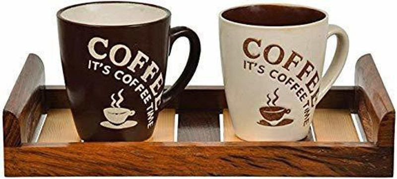 LyqArt Wooden Decorative Serving Tray | Small Tray | Tray for 2 cups | Breakfast Tray | Tray for Tea | Multipurpose Tray Tray