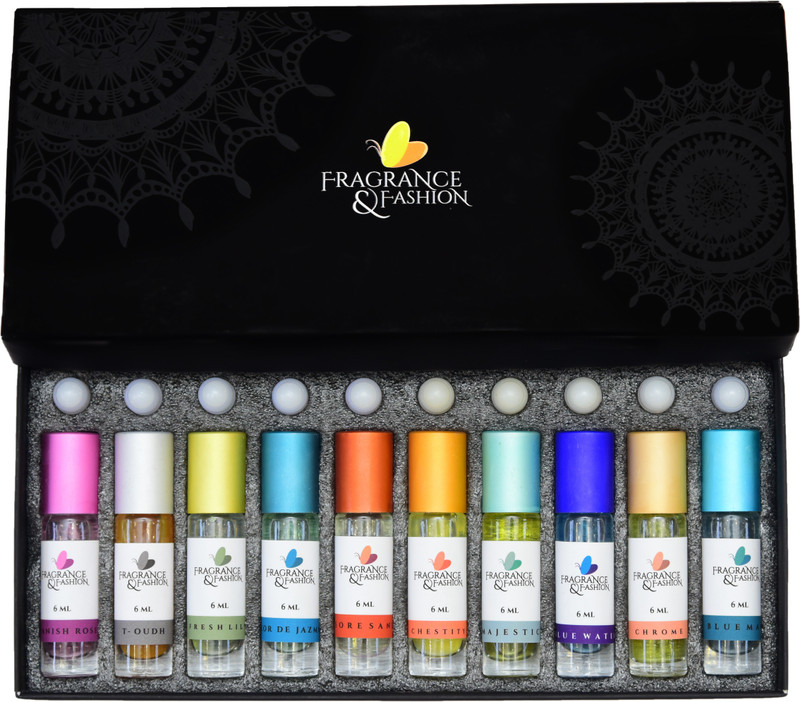 Fragrance & Fashion Set Of 10 Natural & Fancy Attar Of 6 Ml Each Gift Set Combo Set(Set of 10)