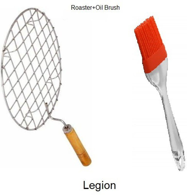 Legion Big round Roaster(8 Inch) +Silicone oil Brush set 1 kg Roaster(Multicolor)