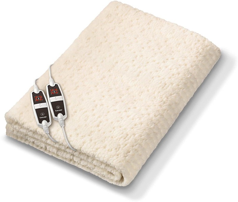 Beurer Printed Double Electric Blanket for Heavy Winter(Woollen Blend, Cream)