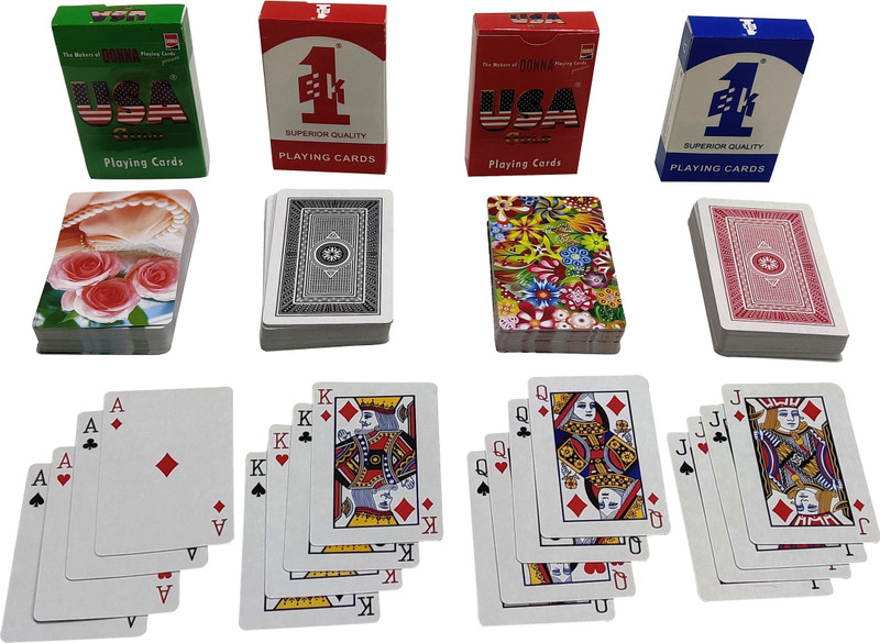 Gift Collection USA Gold and Number 1 Premium Plastic Coated Playing Cards with 4 Set of Cards(Multicolor)