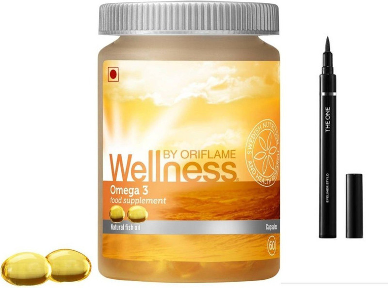 Oriflame Sweden Wellness Omega 3 nutraceutical capsules & The one waterfroof stylo eye liner black (100% original)(-1 Items in the set)