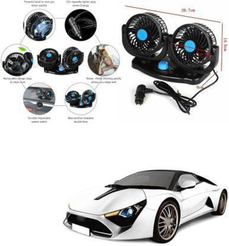 Zinzo Car Fan 12V 360 high speed Car Interior Fan(12 Hz)