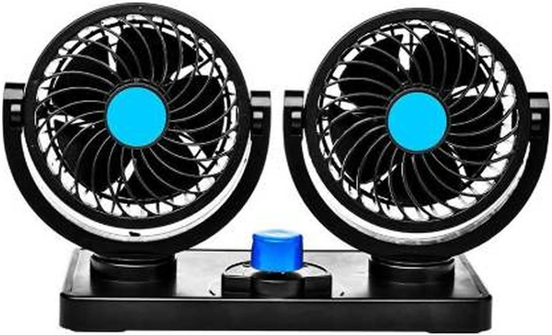 Zinzo 100% Copper motor Car Fan 12 Volt DC 360 Degree Rotatable Dual Head 2 Speed Car Interior Fan(12 Hz)