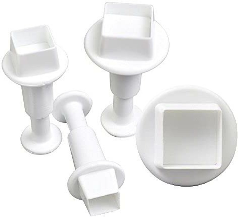 Bakers cutlery Cake Plunger Cookie Cutter Rectangle Shape Mold Fondant Decoration Tools Pastry Small Print Cookie Cutter(Pack of 3)