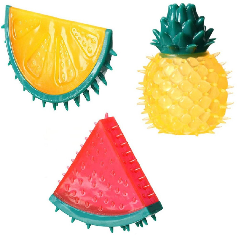 Rvpaws Fruit Funny Chewable Realistic Cat Bite Toy for Puppies TPR Lemon + Pineapple + Watermelon Mint Dog & Cat Chew(0.2 kg, Pack of 1)