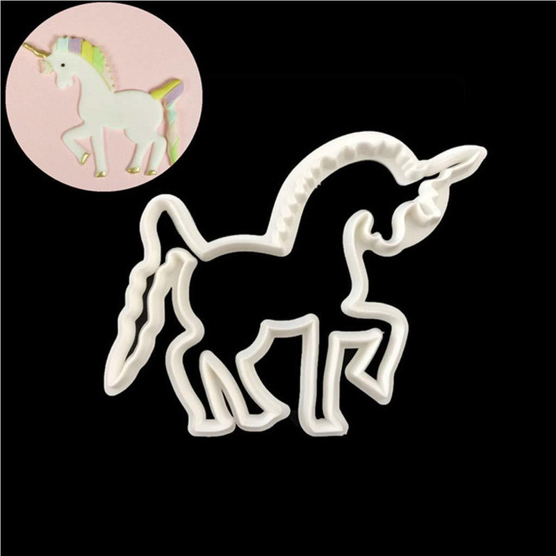 BAKERS4U 1Pcs Unicorn Plastic Cookie Cutter Pastry Biscuit Mold Sugar Craft Fondant Decoration Mold Baking Tools for Cakes Pastry Cutter