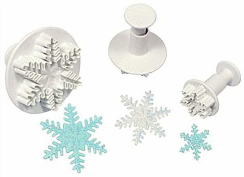 HOMEBAKERS MART Snowflake Plunger Cutter Fondant Tool, 3 pcs Set (Snowflake) Cookie Cutter(Pack of 3)