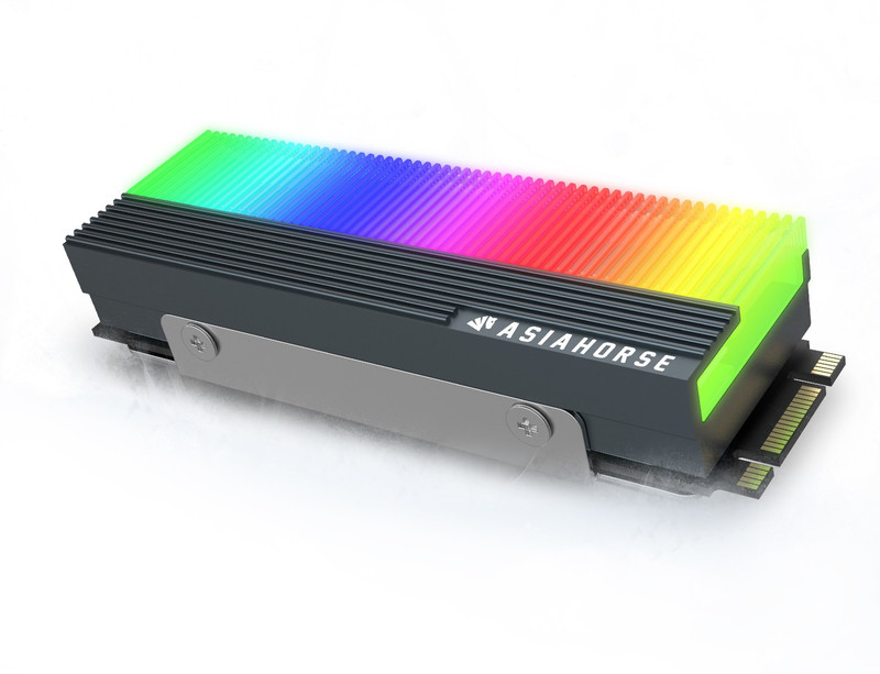 AsiaHorse M.2 SSD Heatsink ARGB NVMe Radiator Aluminium Alloy Heatsink for M.2 2280 SSD with Three Thermal Cooling Pads for Samsung EVO & EVO Plus, Western Digital, Crucial and More Others M.2 Rifle bearing All in one Cooler(Grey)
