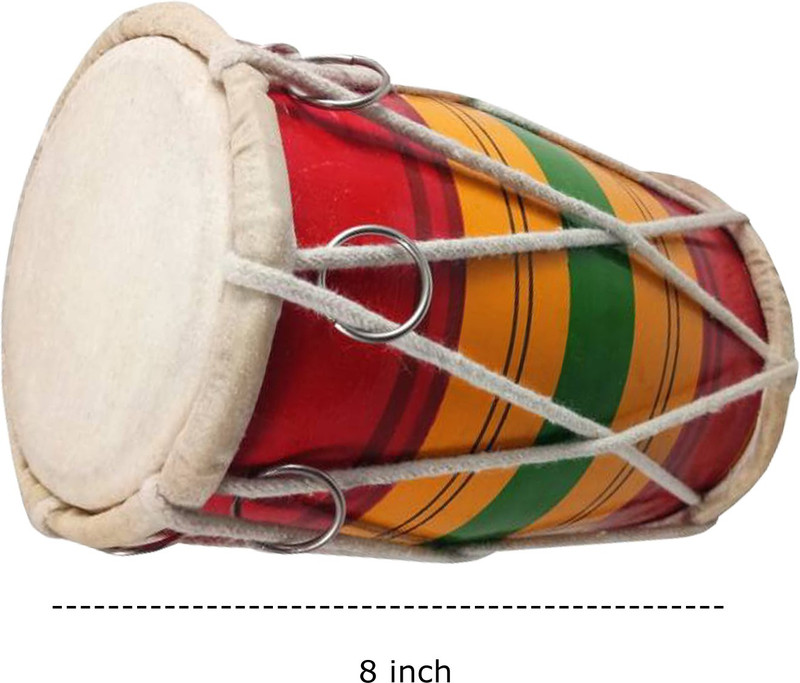 GT manufacturers Multi colour 8'' inch baby Dholak Rope & Rings Dholak(Multicolor)