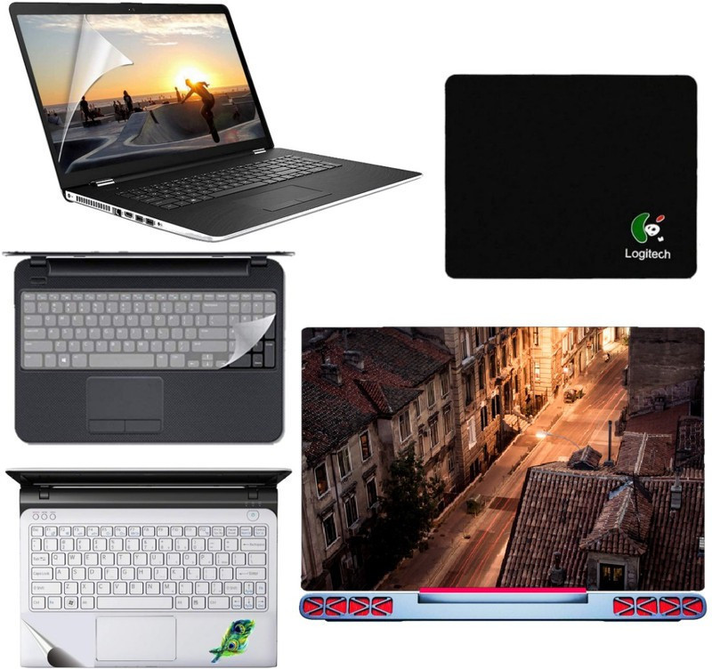 SDM 5in1 Combo of Premium Quality, HD, UV Printed, Protected, Bubble Free, Scratchproof, Washable, Easy to Install Laptop Skin/Sticker/Vinyl/Cover for 15.6 inches on 3M Vinyl with Screen Guard and Key Protector, pelmrest skin, gaming mouse-pad (natural images for brain relaxation at working time) Co
