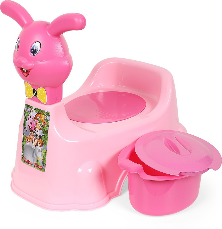 Zerya Rabbit Face Toilet Trainer Baby Potty Seat with Removable Bowl & Closing Lid Potty Seat(Pink)
