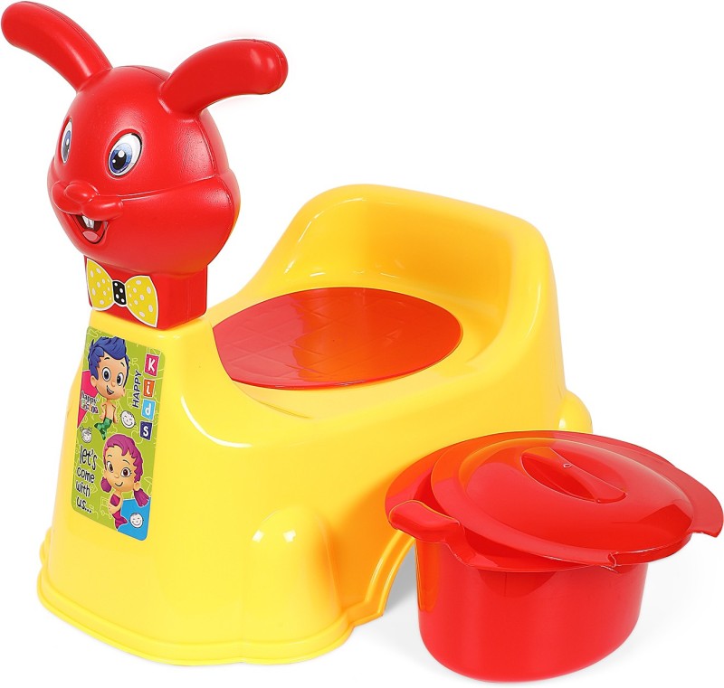 Nabhya 2 In 1 Rabbit Face Toilet Trainer Baby Potty Seat Cum Baby Seat Face with Removable Bowl & Closing Lid Potty Seat(Yellow)