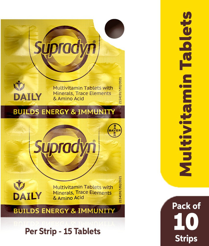 Supradyn Daily Multivitamin with 12 Vitamins, Zinc|For Immunity & Energy Tablets(10 x 15 Units)