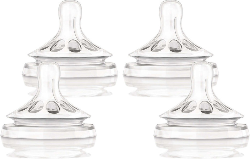 mastela BPA-Free Natural Feeding Nipple for Newborns Babies Compatible with Philips Avent (Transparent) (Natural Feeding Nipple (Pack of 4), Medium) New Born Flow Nipple(Pack of 4 Nipples)