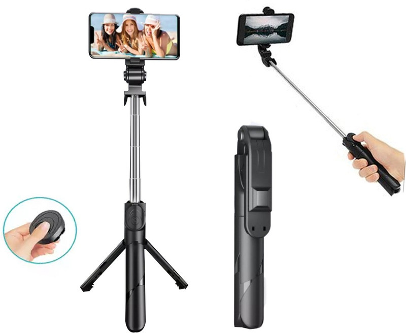 MOOLYP Selfie Stick Tripod with Built-in Wireless Remote |Rotation Head and 360°rotatable Phone Holder for Vlogging, Video Shooting, YouTube etc Compatible with All Mobile Phones Extendable Bluetooth Selfie Stick Cum Tripod with Detachable Bluetooth Wireless Remote Tripod, Monopod, Tripod Bracket, T