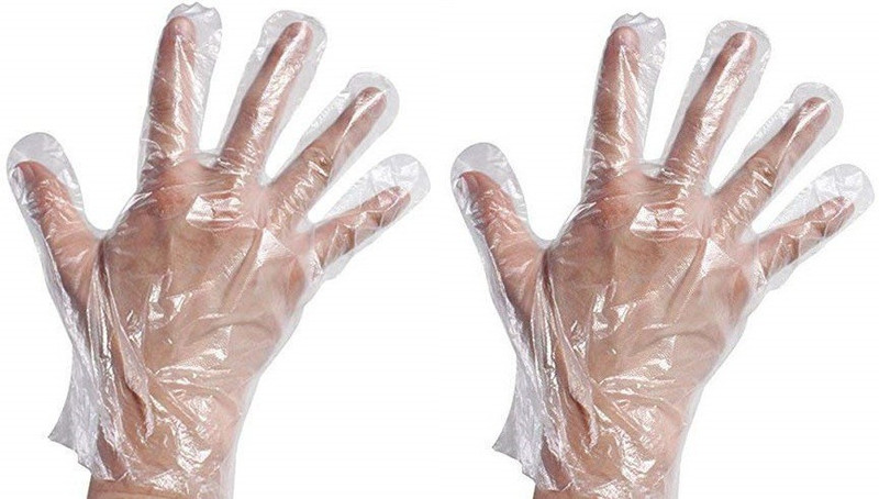 AKADO Reusable Disposable transparent plastic clear hand gloves for food serving, cooking (100 Pcs) Clear Hair Straightener Glove(Free)