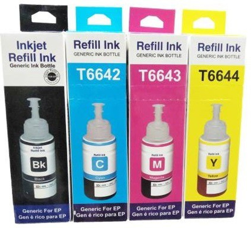 verena INK FOR EPSON L110 / L130 / L210 / L220 / L360 / L361 / L365 / L380 / L385 / L455 / L485 / L550 / L565 / L655 / L1300 / L1455 Pack of 4 Black + Tri Color Combo Pack Ink Bottle