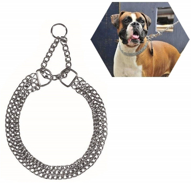 Rvpaws Heavy Weight Dog Choke Chain Two Line Chrome Plated Dog Collar & Chain(Medium, Silver)