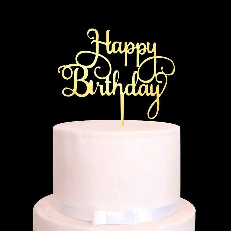 Incrizma Gold Cake Topper Acrylic Cake Topper | Cake Topper Cake Decoration Supplies (Happy Birthday) … Cake Topper(gold Pack of 1)